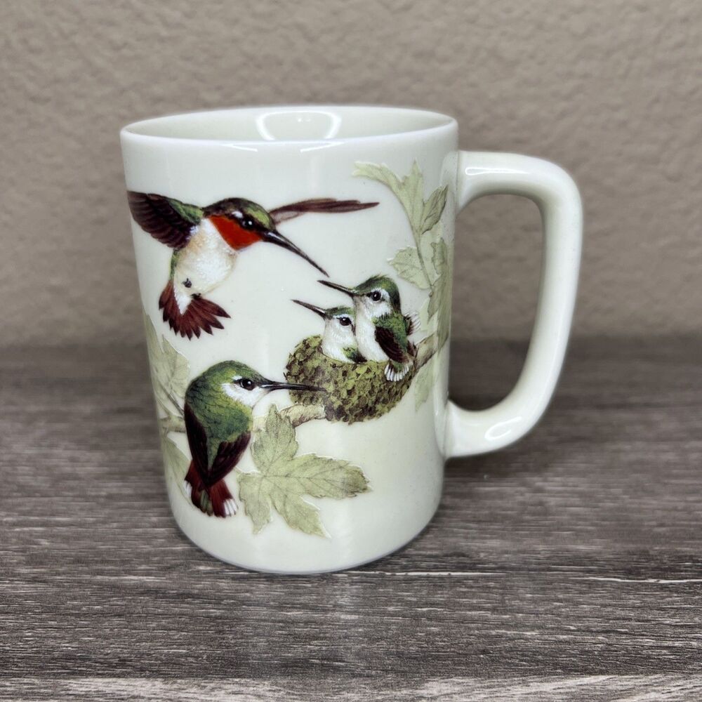 Vintage Otagiri Hummingbird Family Nest Porcelain Coffee Tea Cup Mug Japan